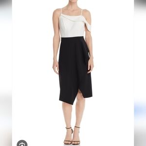 Laundry By Shelli Segal Black and White Asymmetrical Skirt